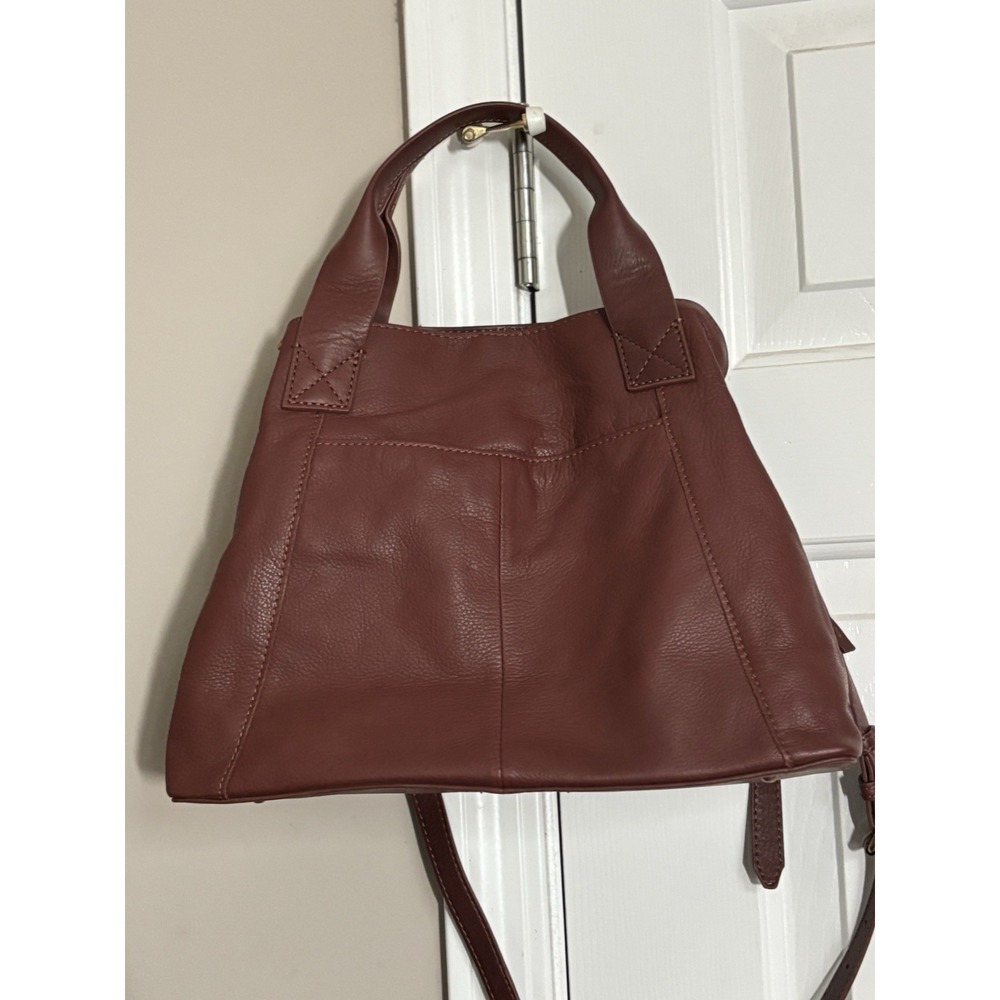 NWOT American Leather Co Ada Triple Entry Satchel Bag Red Wine Smooth Crossbody - Picture 3 of 9